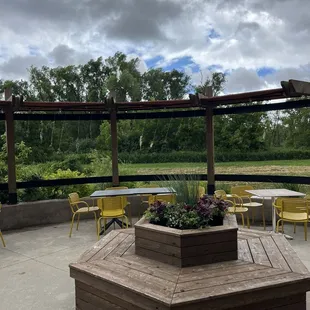Some of the outdoor patio seating