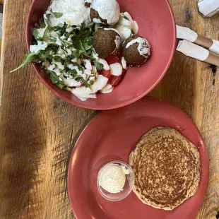 Falafel bowl &amp; side of whole oat griddle cake