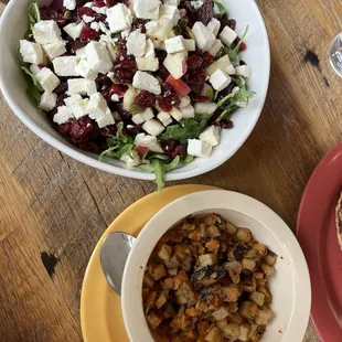 Sweet beet salad and a side of harvest root hash