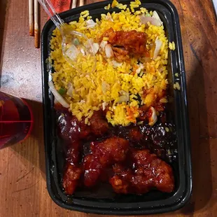a tray of food