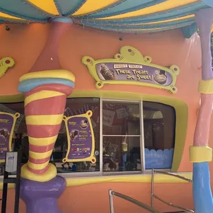 the entrance to a toy store