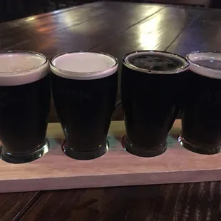 Coffee porter and chocolate stout flight