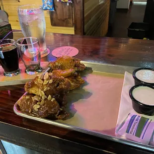 Pb&amp;j wings and honey sriracha, sounds strange but well done.