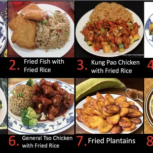 six different types of fried rice