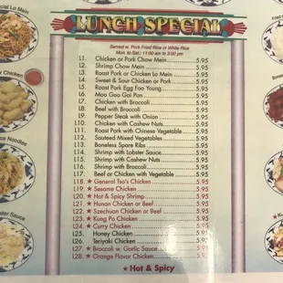 Lunch menu