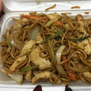 Chicken vegetable fried noodle