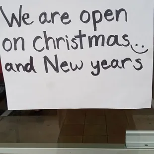 Open on Christmas Day and New Year&apos;s!!!