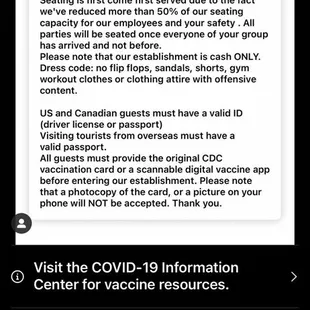 Dress Code and requirements for entry from their Instagram