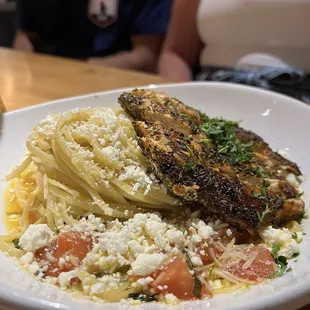 Blackened chicken feta pasta