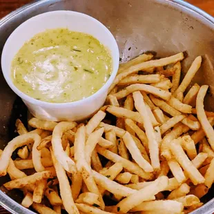 Green Chile queso fries