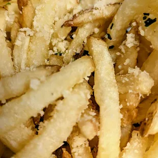 Close up of parmesan truffle fries
