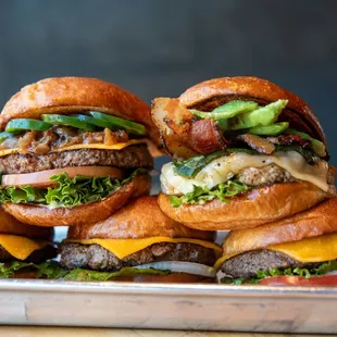a stack of hamburgers