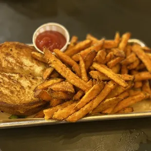 Grilled cheese kids meal with sweet potato fries