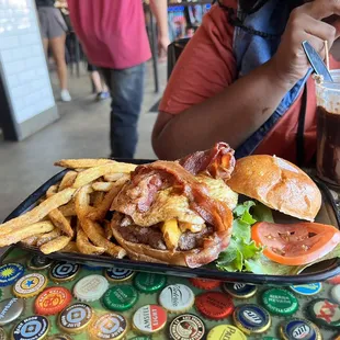 Hamburgers, S'more shake , Fried pickles !! This place was great !! Family date night