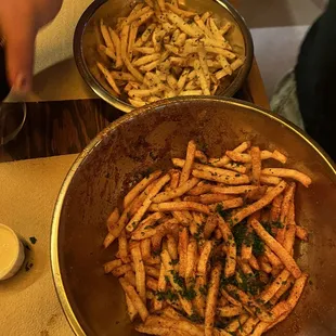 BBQ Ranch Fries &amp; regular fries- we asked for no garnishments... but they put it on there anyway.