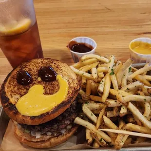 Classic burger with regular fries.