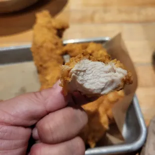 Chicken tenders...  Very juicy!