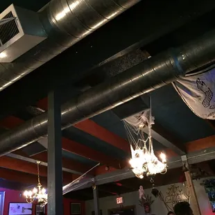 the ceiling of a restaurant