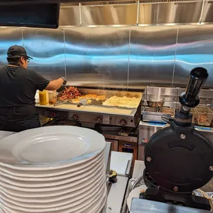 a man preparing food