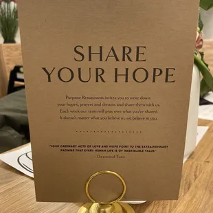 No matter what you believe in, Hope believes you. Customers are encouraged to ask for prayers.