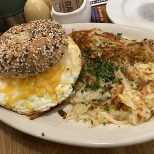 Breakfast Sandwich and Hash Browns