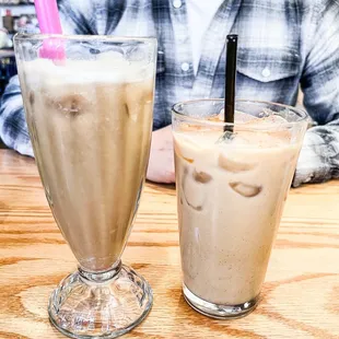 Left is Banana Milk Coffee and was a little weird for us - right is horchata expresso and it's a meh