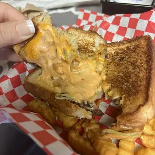 Pimento brisket sandwich