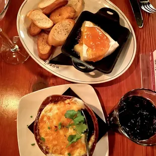 French onion soup side + Brie appetizer