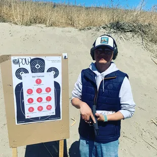 Student displays finger discipline great job. New shooter ready for the big leagues