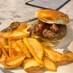 Burger and unique fries