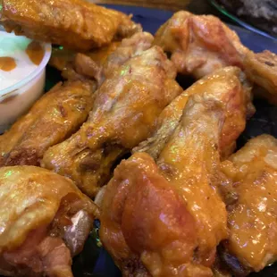 Buffalo Chicken wings and blue cheese.