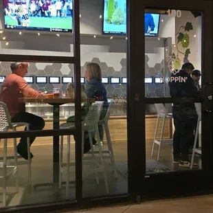 View of the self serve taps from the patio!