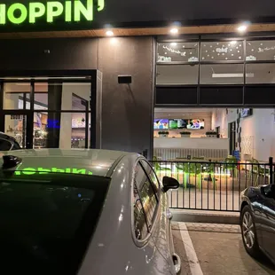 Outside front of building