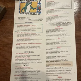 The Oktoberfest menu with food