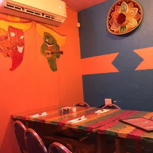 a colorful dining room