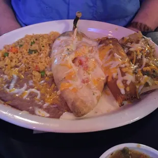 Build your own Combo - Chicken relleno, pork tamale, and beef enchilada