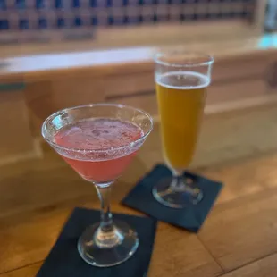 wo cocktails on a table