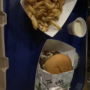 Burger, Fries &amp; Queso