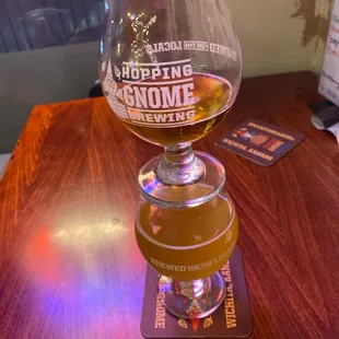 Caramel Apple Gose on bottom delicious and the Steampunk Saison also amazing