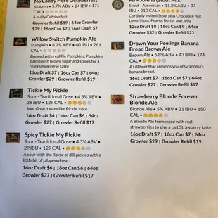 a menu for hoppy dude brews
