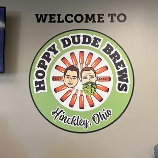 a sign for hoppy dude brews