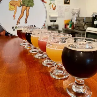 A flight of Hoppy Girl Brewing beers
