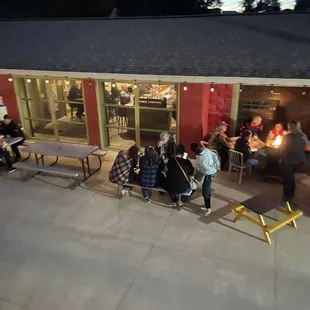 Cool evening with patio doors open and fire pits