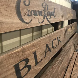 a close up of a bench