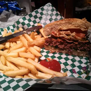 a burger and fries