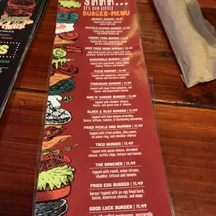 a menu for a restaurant