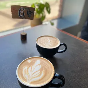 Rose Latte and regular latte