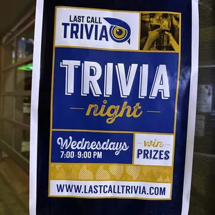 Trivia Night on Wednesdays