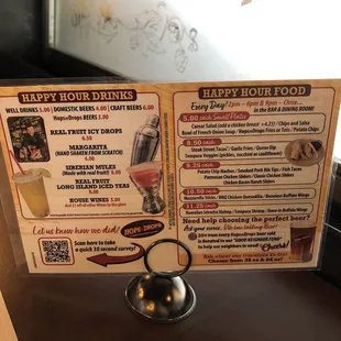 Happy hour menu January 2024