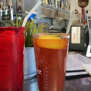 two beverages on a table